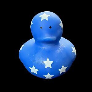 Blue Rubber Duck with White Stars